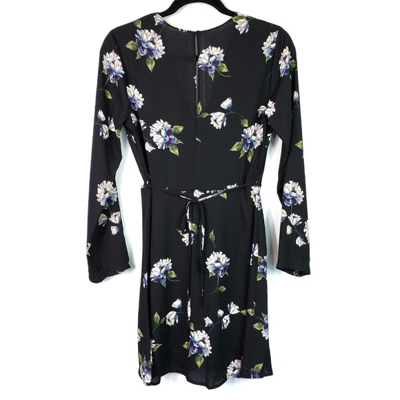 NEW Lush Nordstrom Elly Wrap Dress Black Floral - Picture 2 of 8